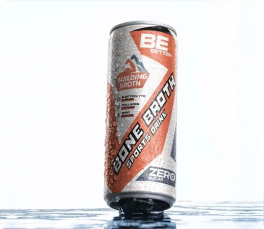 Lata de la bebida deportiva de Building Broth