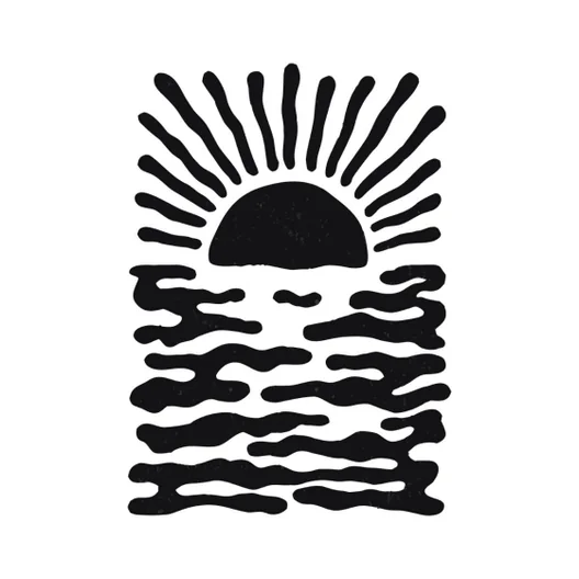 Símbolo ilustrado de Casa Larga con un sol que sale sobre el agua