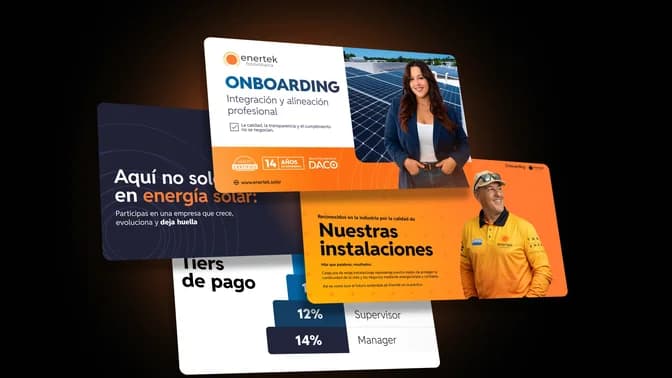Páginas de la guía de onboarding de Enertek para instaladores y supervisores