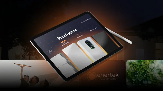 Catálogo de productos de Enertek en una tableta