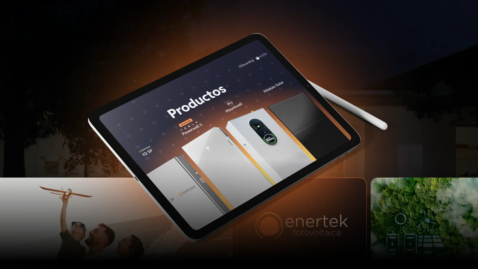 Enertek product sheet on a tablet
