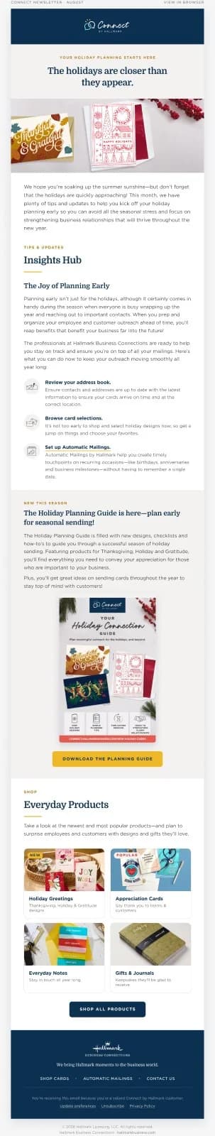 Newsletter de Connect by Hallmark, “Make recognition easier with Connect by Hallmark”