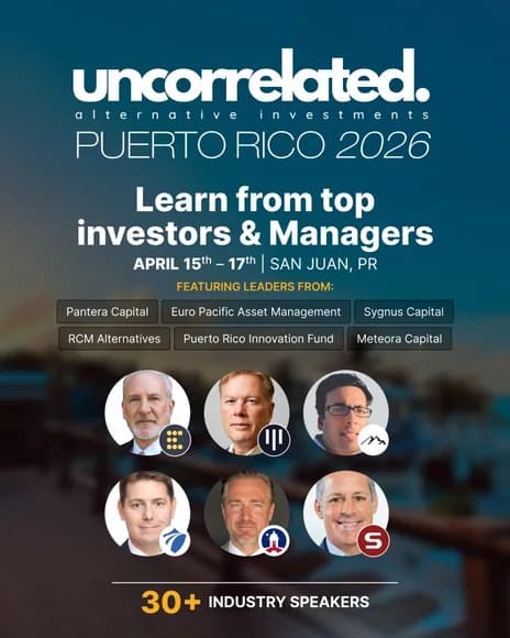 Slide del carrusel de Uncorrelated, “Learn from top investors and managers”, con retratos de los oradores